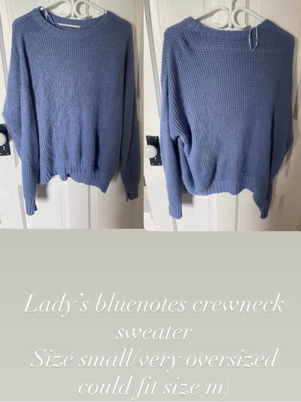 Bluenotes Women's Light Blue Waffle-Knit Crewneck Sweater